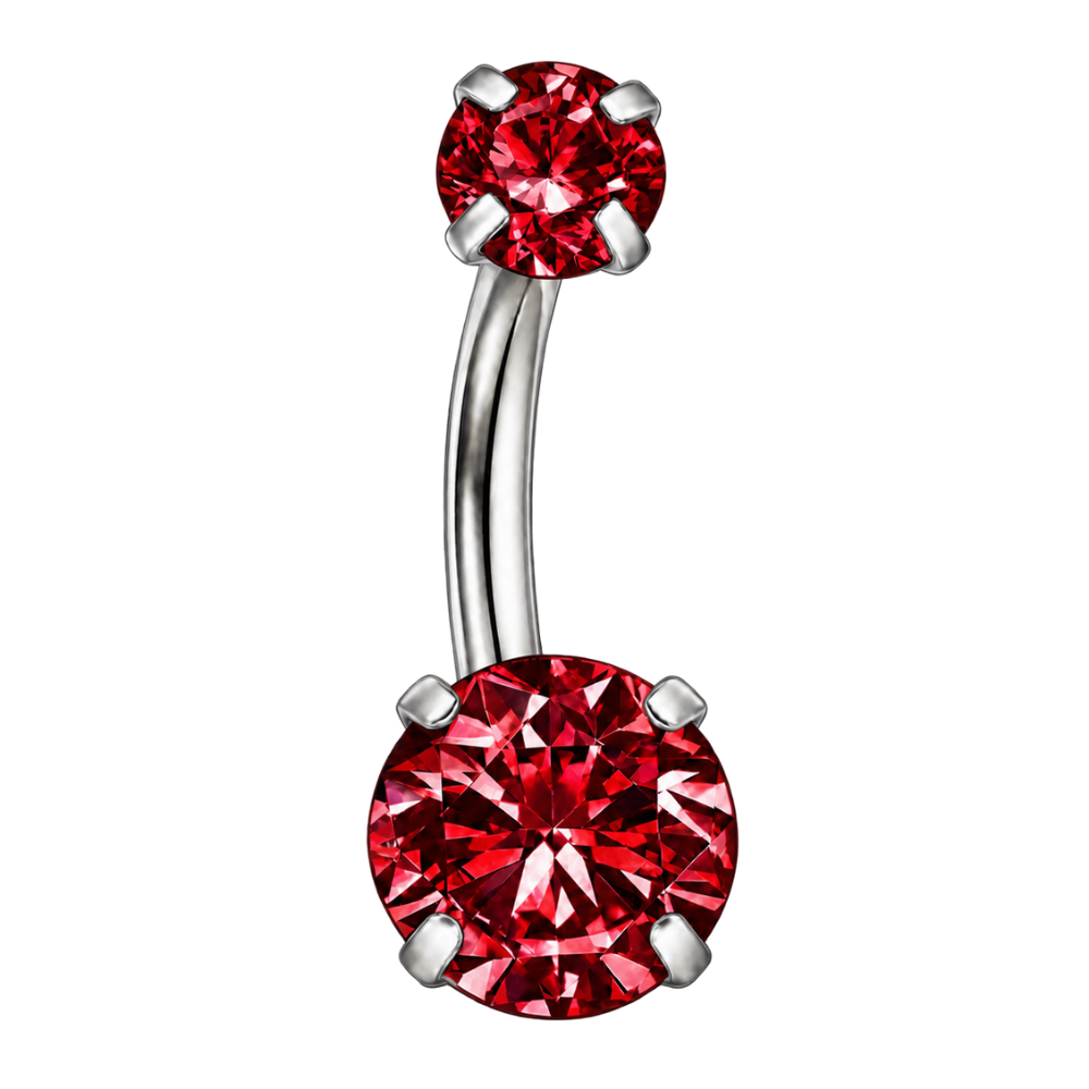 Titanium Navelpiercing - Ronde Zirkonia's