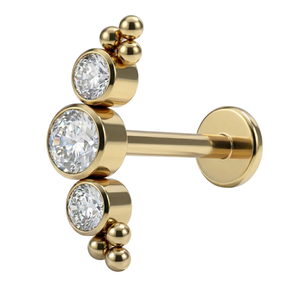 Titanium Decoratieve Labret - Strik Met Zirkonia's en Ballen