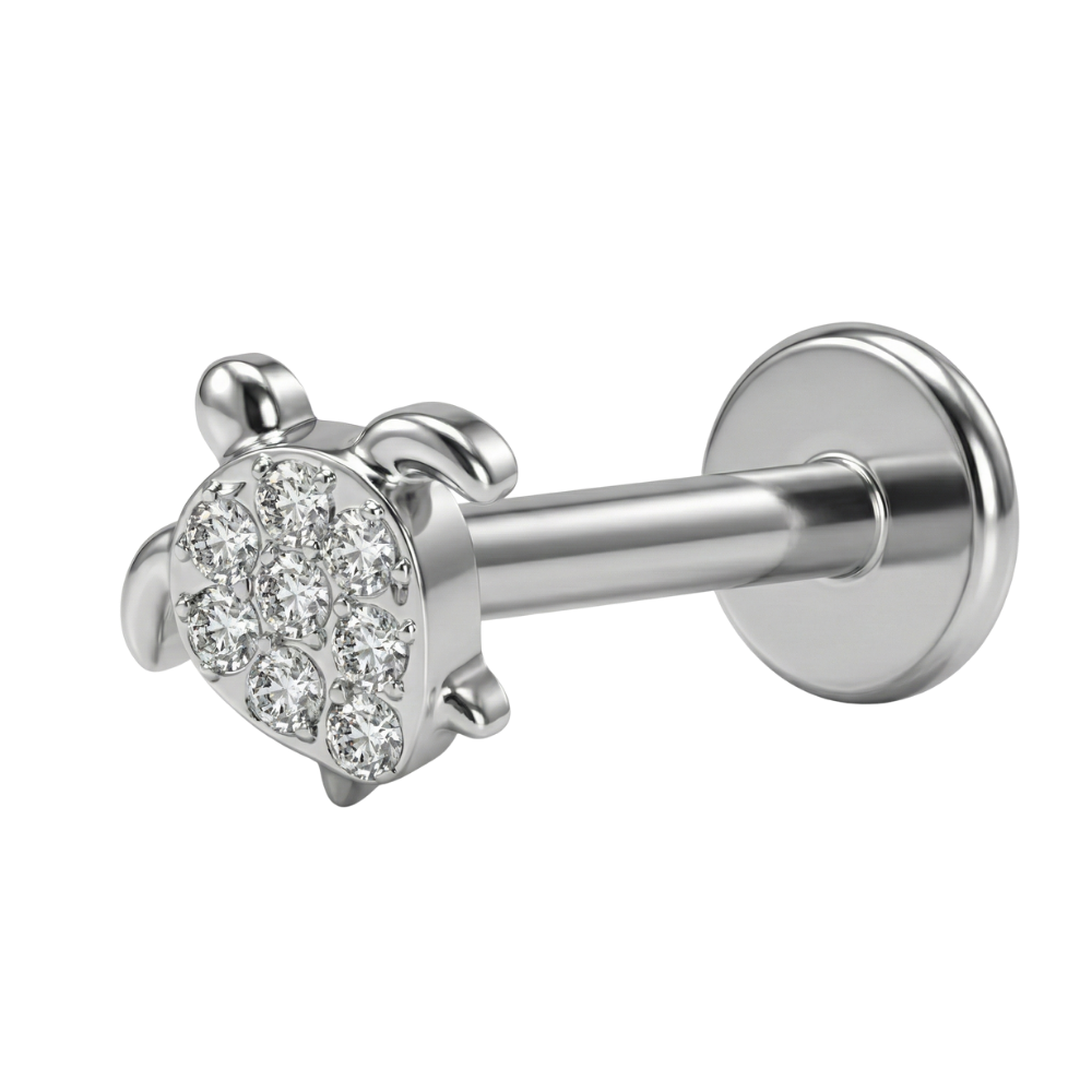 Titanium Decoratieve Labret - Schildpad Met Kubieke Zirkonia's