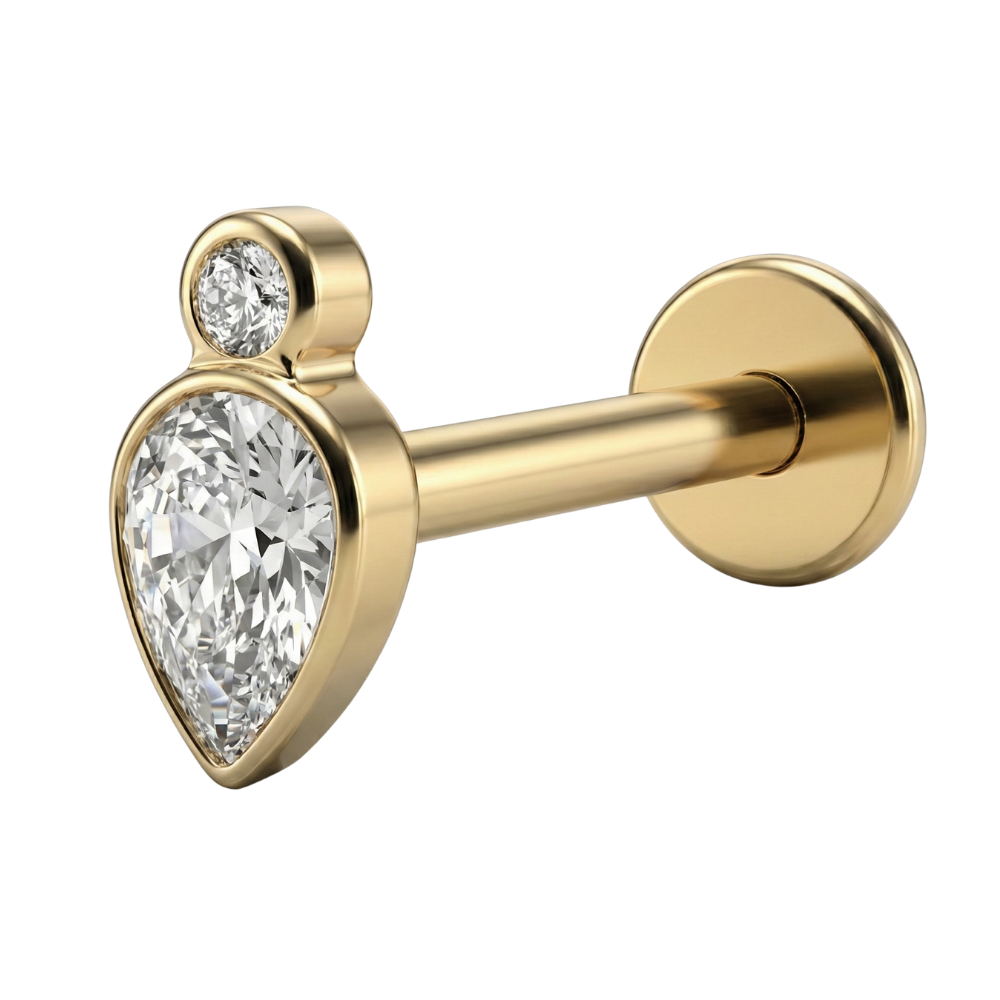 Titanium Decoratieve Labret - Traan Met Oog Met Zirkonia's