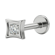 Titanium Decoratieve Labret - Vierkant Met Zirkonia