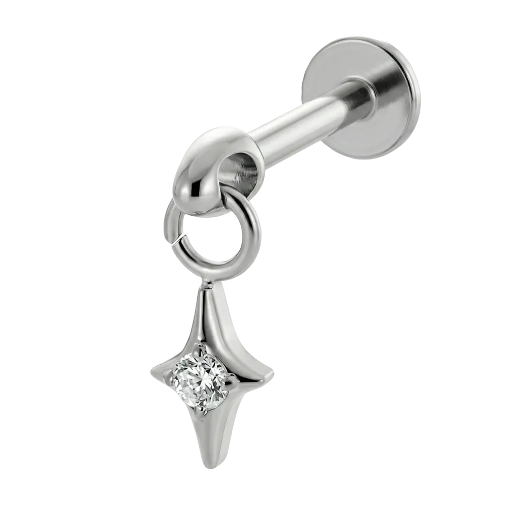 Titanium Decoratieve Labret - Ster met hanger en zirkonia