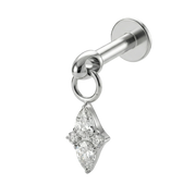 Titanium Decorative Labret - Rhombus with Pendant and Cubic Zirconia