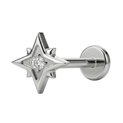 Titanium Decoratieve Labret - Ster Met Zirkonia