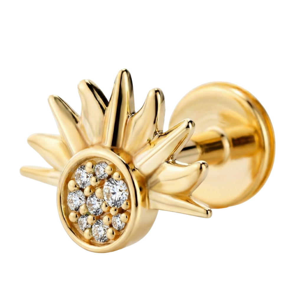 Titanium Decoratief Labret - Zon Met Zirkonia's