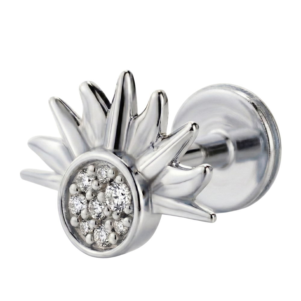 Titanium Decoratief Labret - Zon Met Zirkonia's