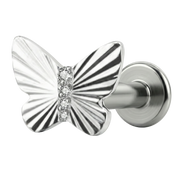 Titanium Decoratieve Labret - Structurele vlinder met zirkonen
