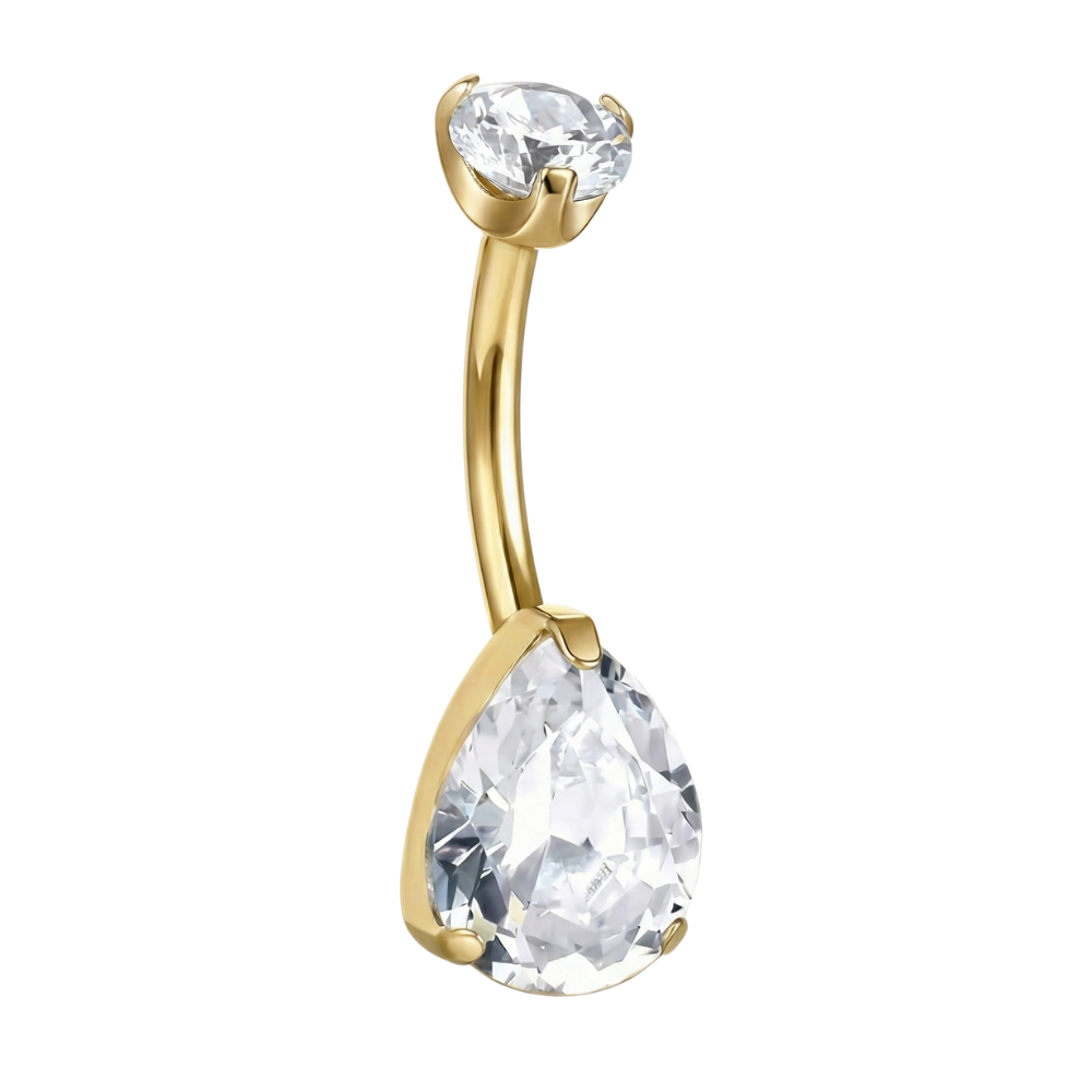 Titanium Navelpiercing - Twee Zirkonia's