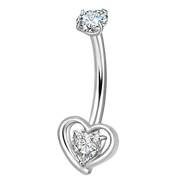 Titanium Belly Button Ring - Heart with Cubic Zirconia