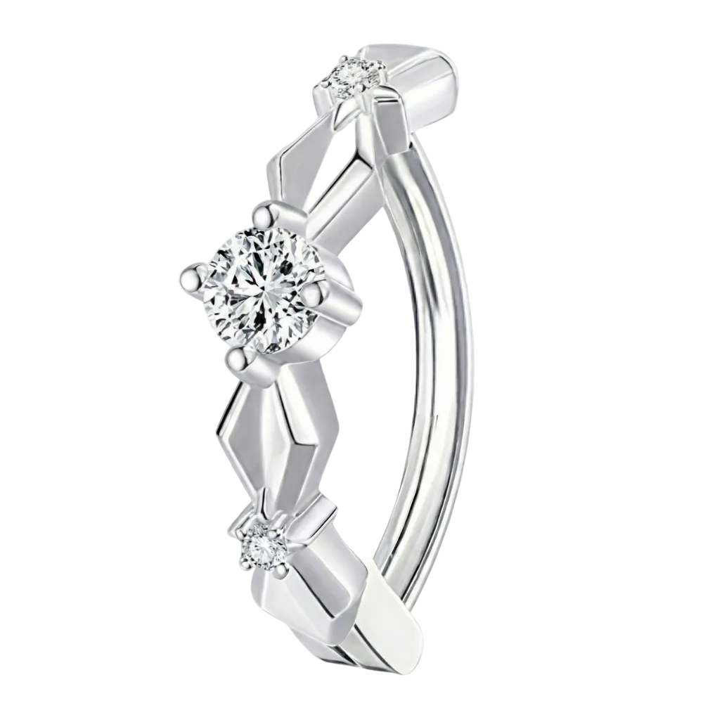 Titanium Navel Clicker - Ruit Met Zirkonia's