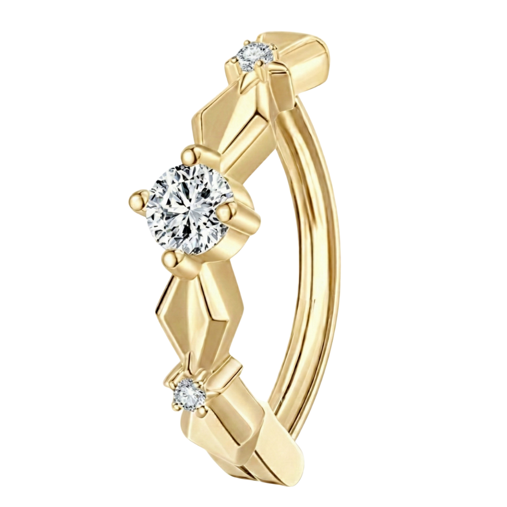 Titanium Navel Clicker - Ruit Met Zirkonia's