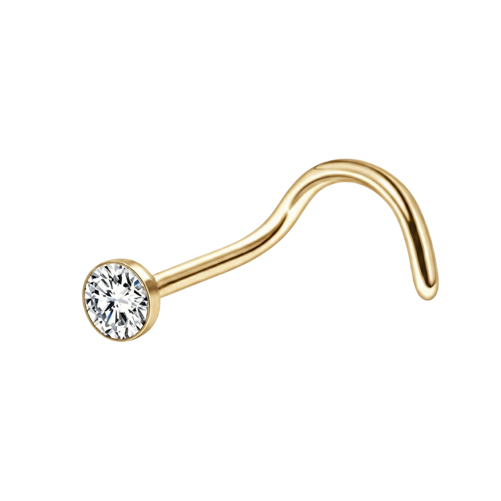 Gedraaide titanium neusring - met zirkonia