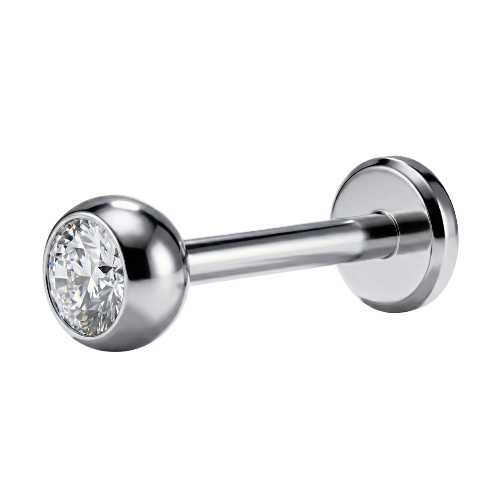 Titanium Decoratieve Labret Met Externe Draad - Zirkonia