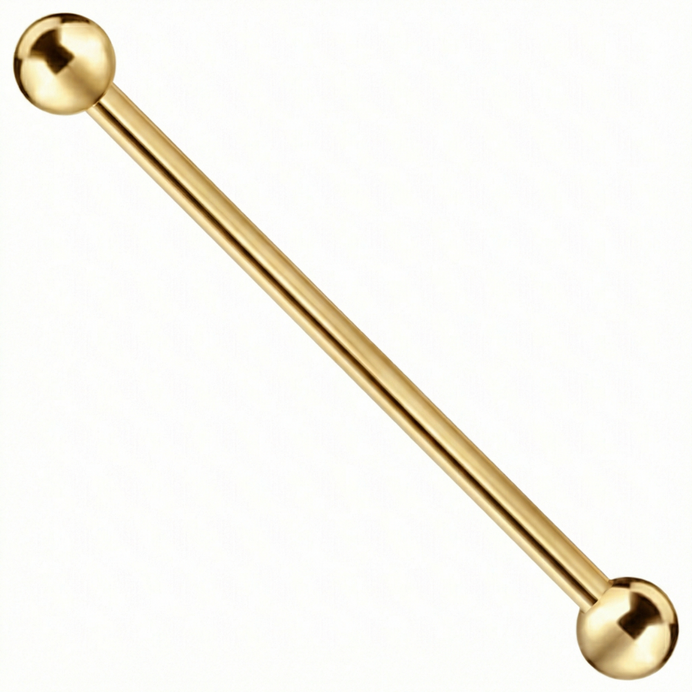 Titanium halterstang met balletjes - met buitendraad