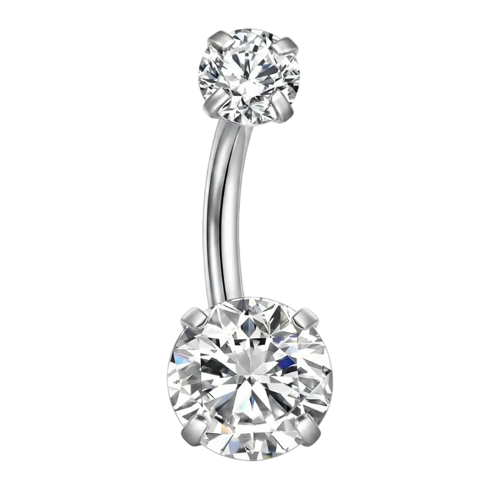 Titanium Navelpiercing - Ronde Zirkonia's