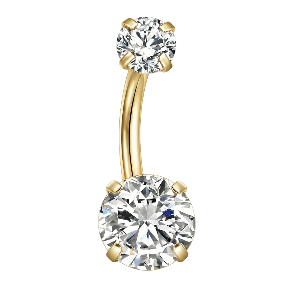 Titanium Navelpiercing - Ronde Zirkonia's