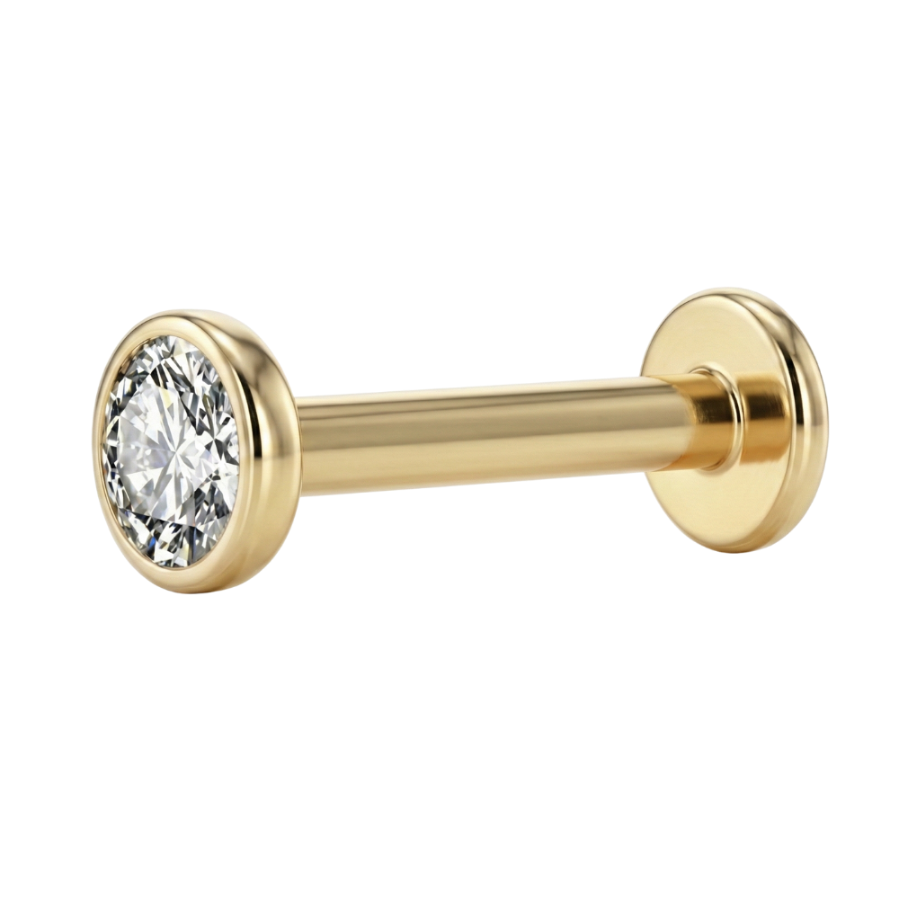 Titanium decoratieve Labret - platte zirkonia