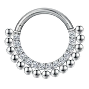 Titanium Segmented Clicker With Zircons and Balls - Circle - Piercing Planet