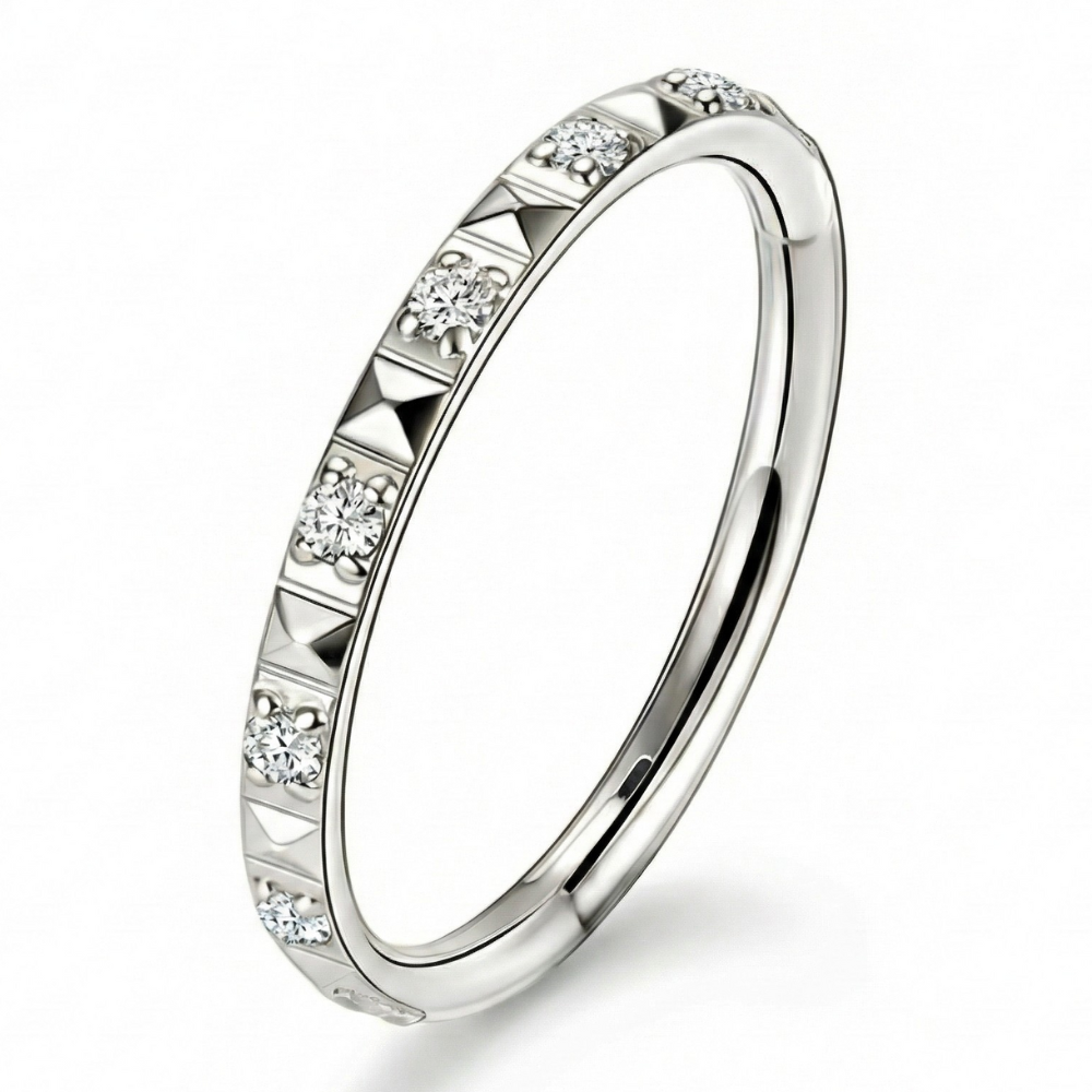 Titanium gesegmenteerde clicker met kubieke zirkonen, diamantgeslepen rand - cirkel - piercingplaneet