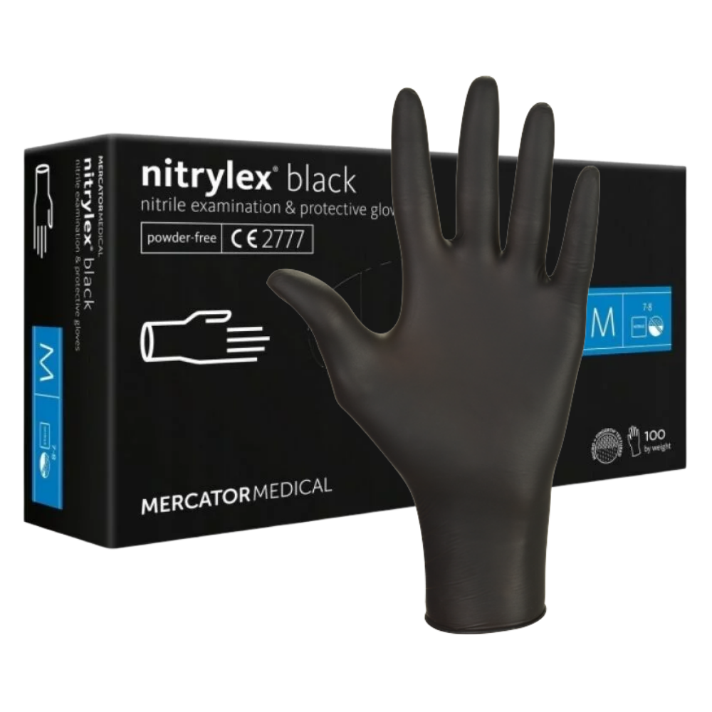 Rękawice Nitrylowe Bezpudrowe Mercator Nitrylex Black o