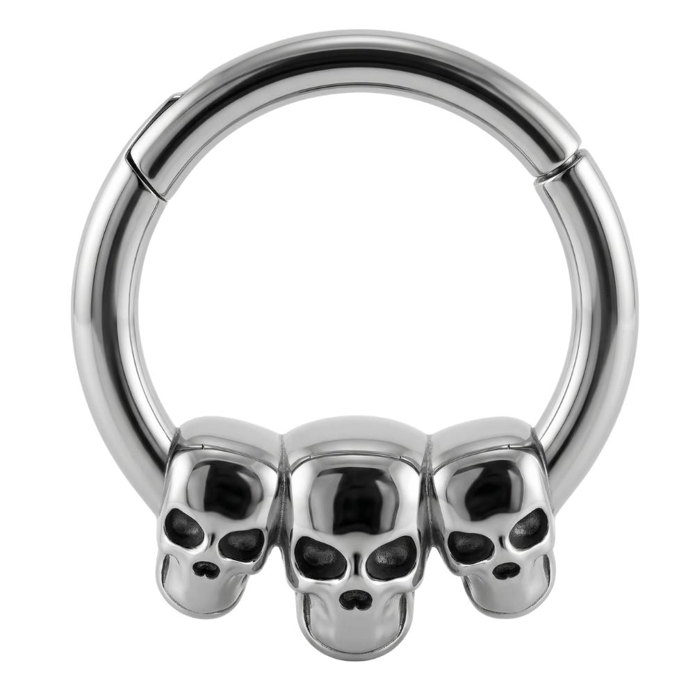 Stalowy Clicker Segmentowy Trzy Czaszki - Kółko