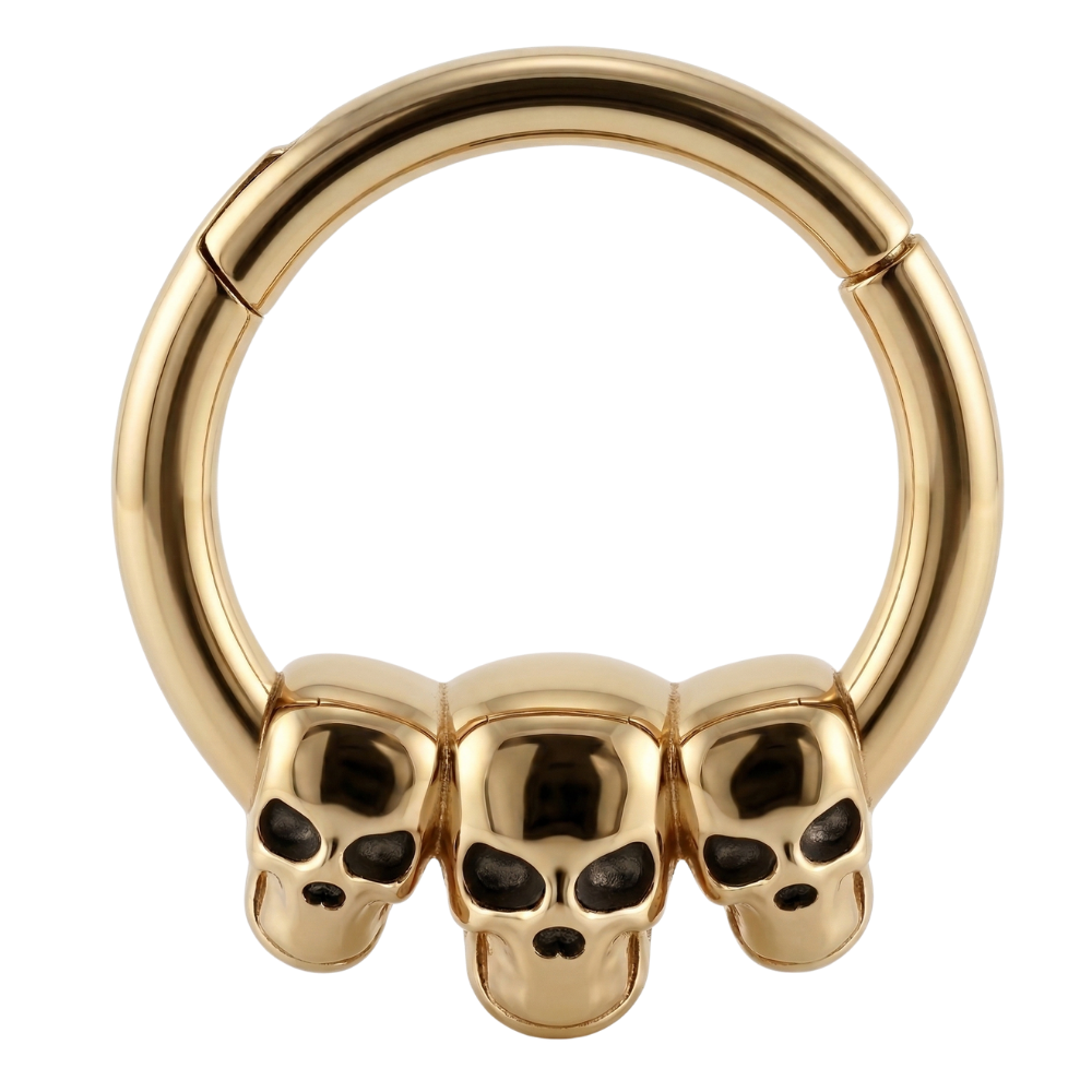 Stalowy Clicker Segmentowy Trzy Czaszki - Kółko