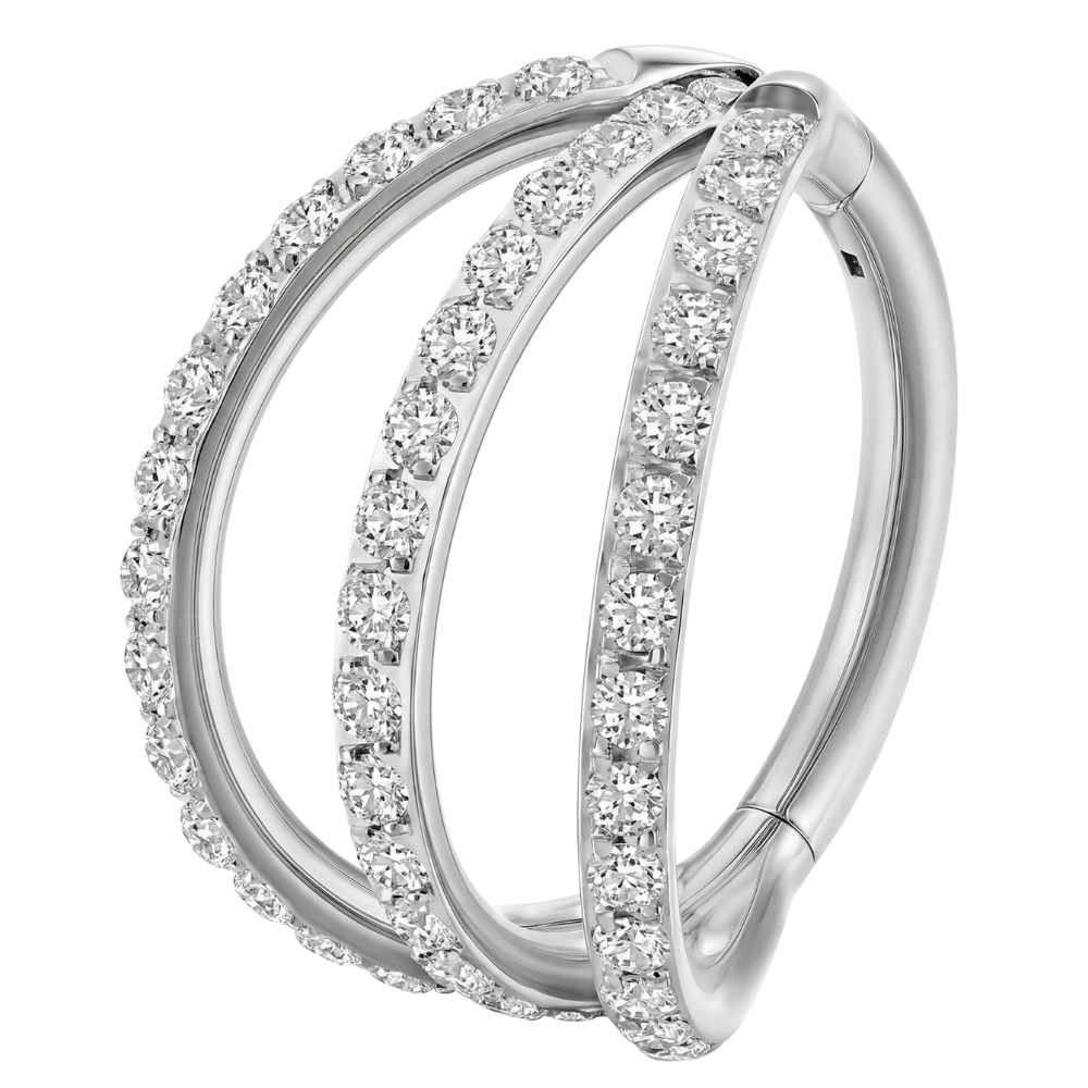 Stalowy Clicker Segmentowy Potrójny Z Cyrkoniami - Kółko