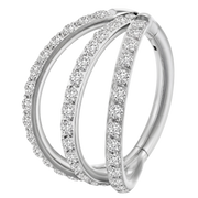 Steel Segmented Triple Clicker With Zircons - Circle
