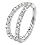 Titanium Segmented Double Clicker With Zircons - Circle - Piercing Planet