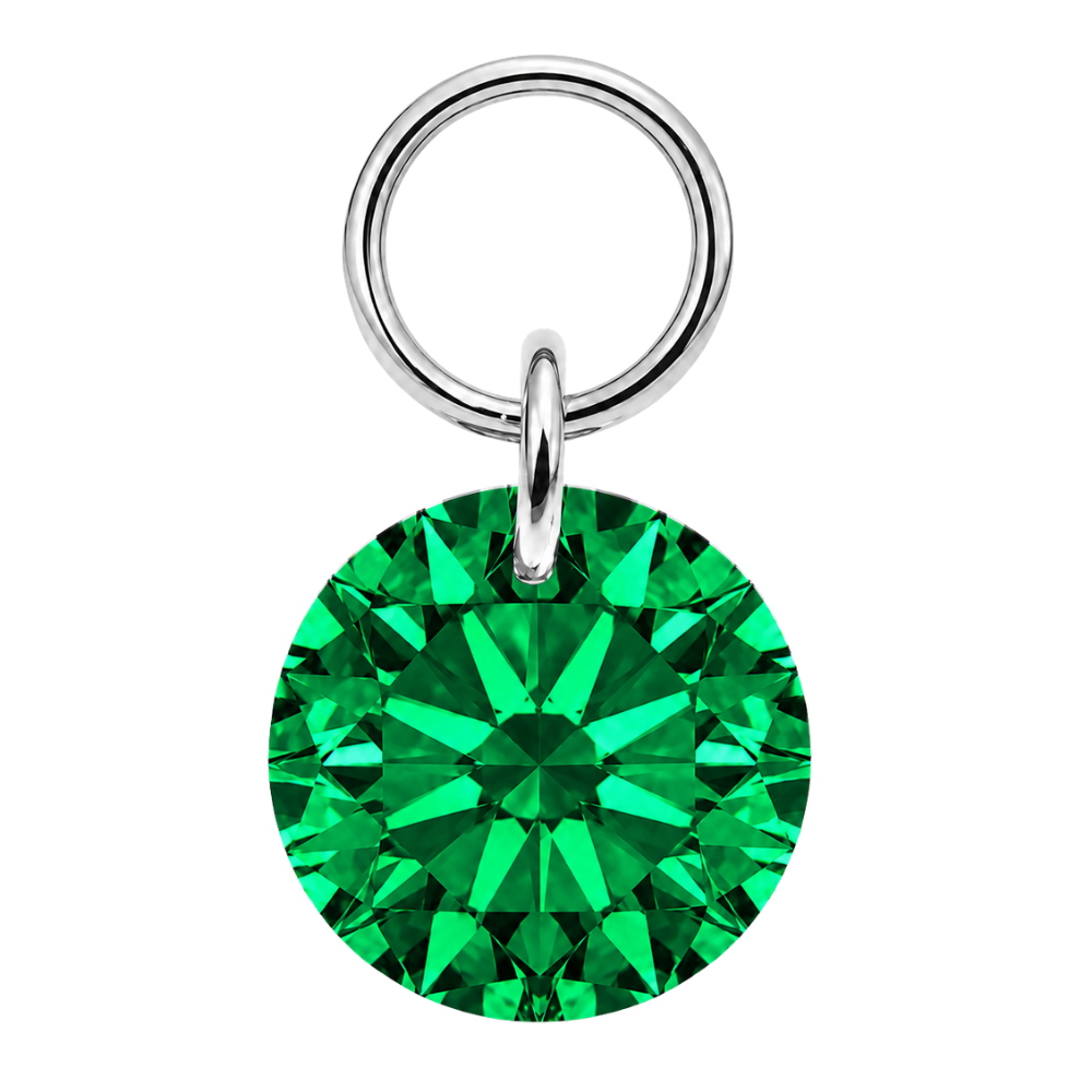 Titanium Charm Piercing Round Pendant Silver Green