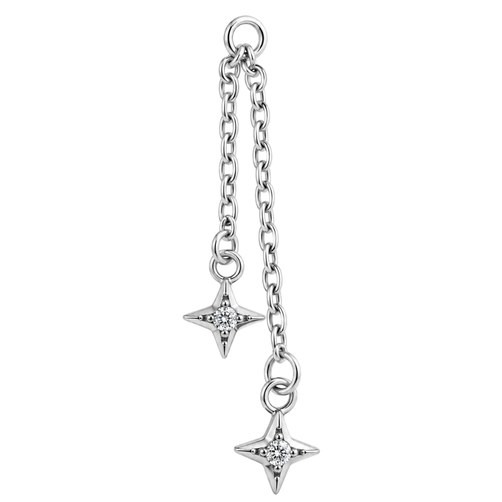 Titanium bedelhanger met twee sterren