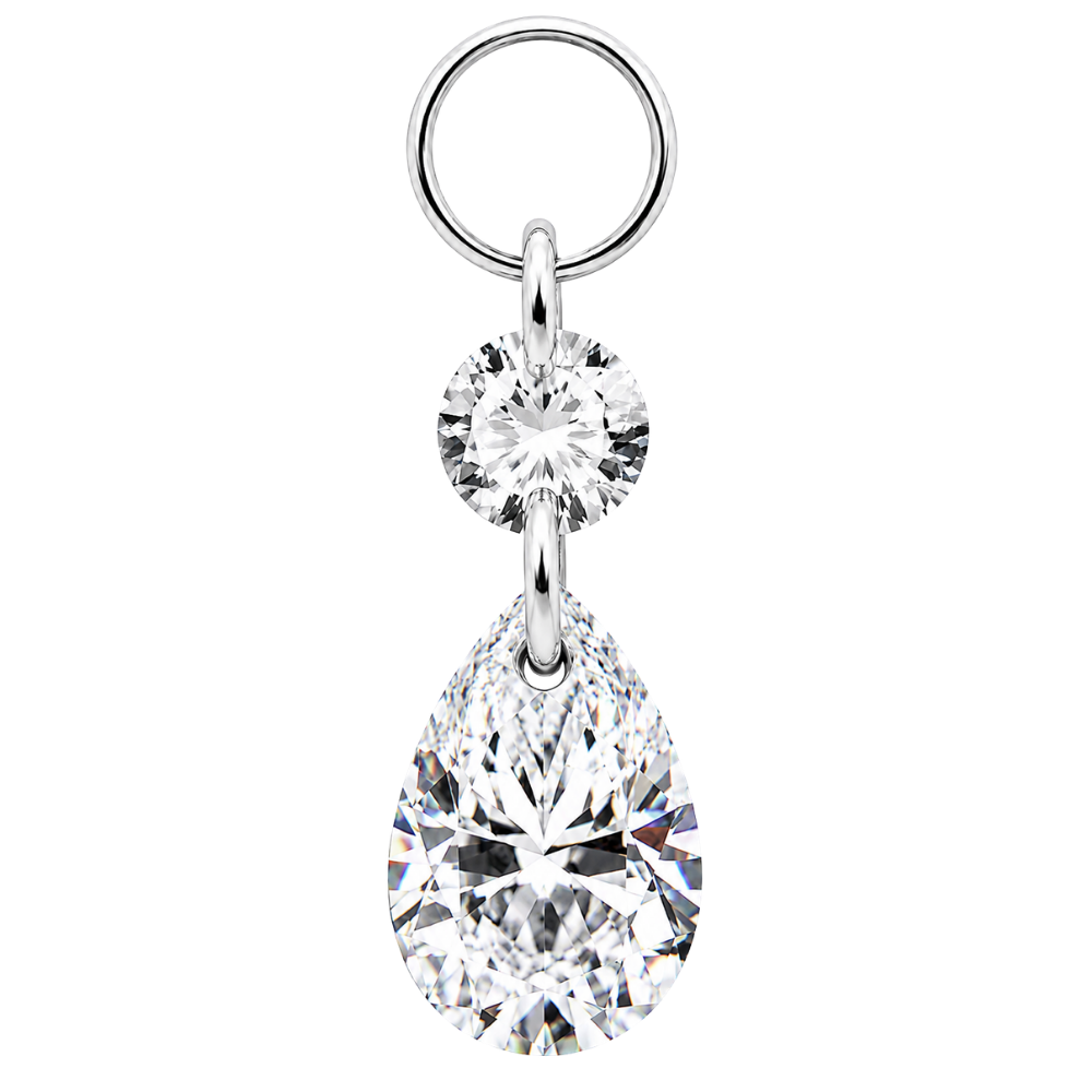 Titanium Charm Pendant with Double Cubic Zirconia