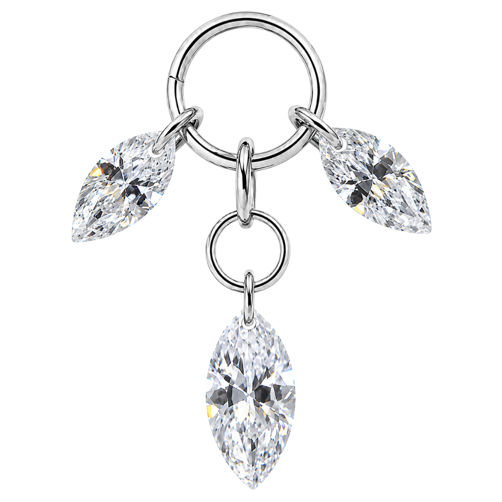 Titanium Charm pendant with Three Cubic Zirconias