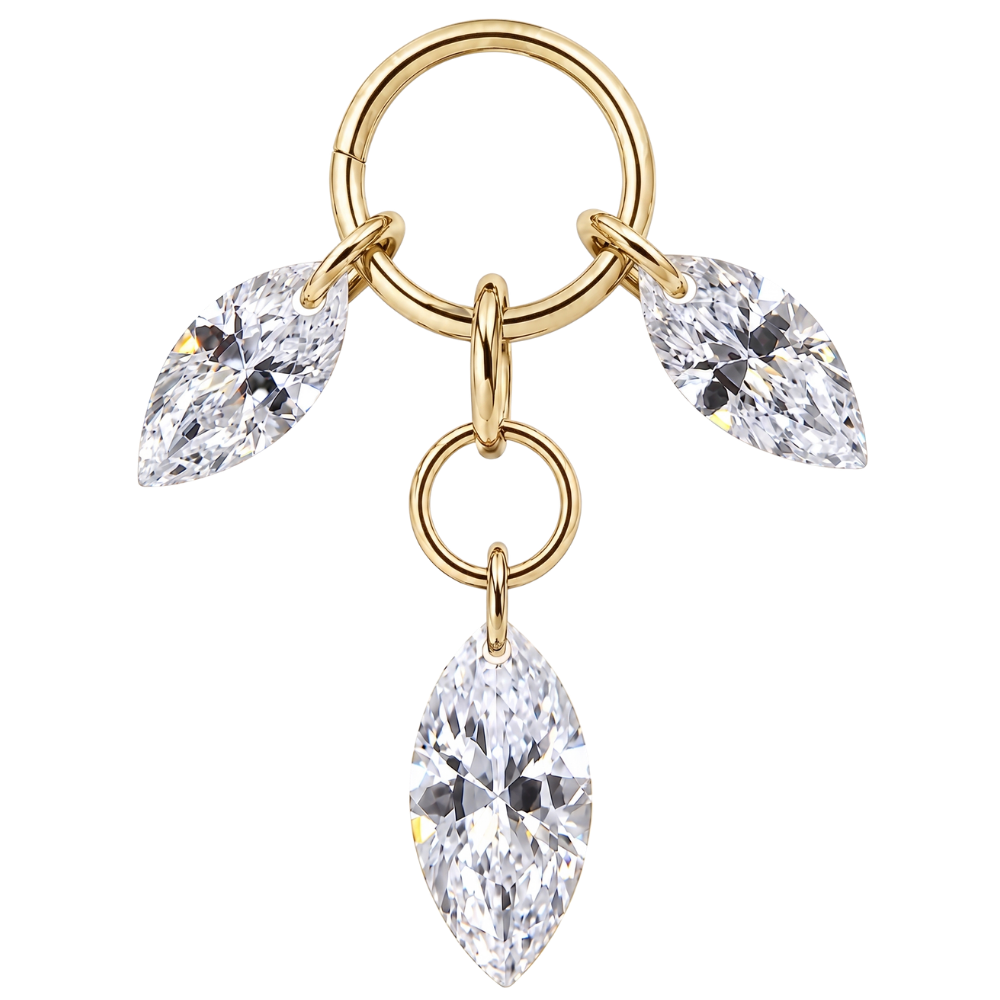 Titanium Charm pendant with three gold zircons