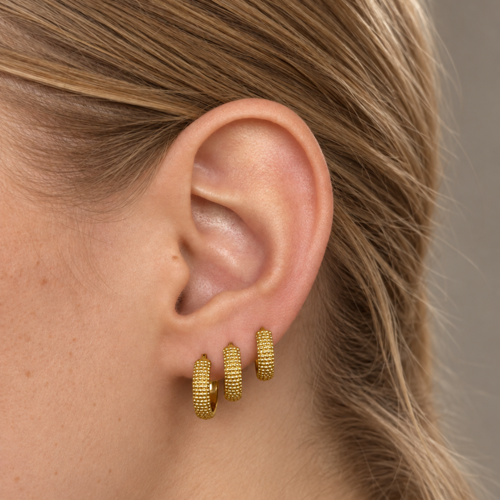 Titanium Segmented Clicker Hammered Texture Thick Earring