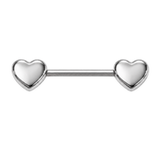 Titanium tepelpiercing, grote zilveren harten