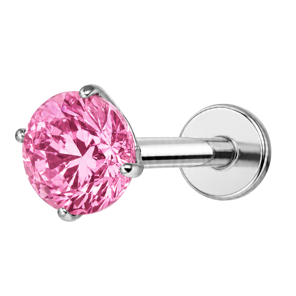 Titanium Decoratieve Labret - Roze diamant