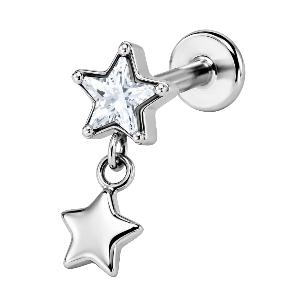 Tytanowy Labret Ozdobny Cyrkoniowa Gwiazdka z Zawieszka