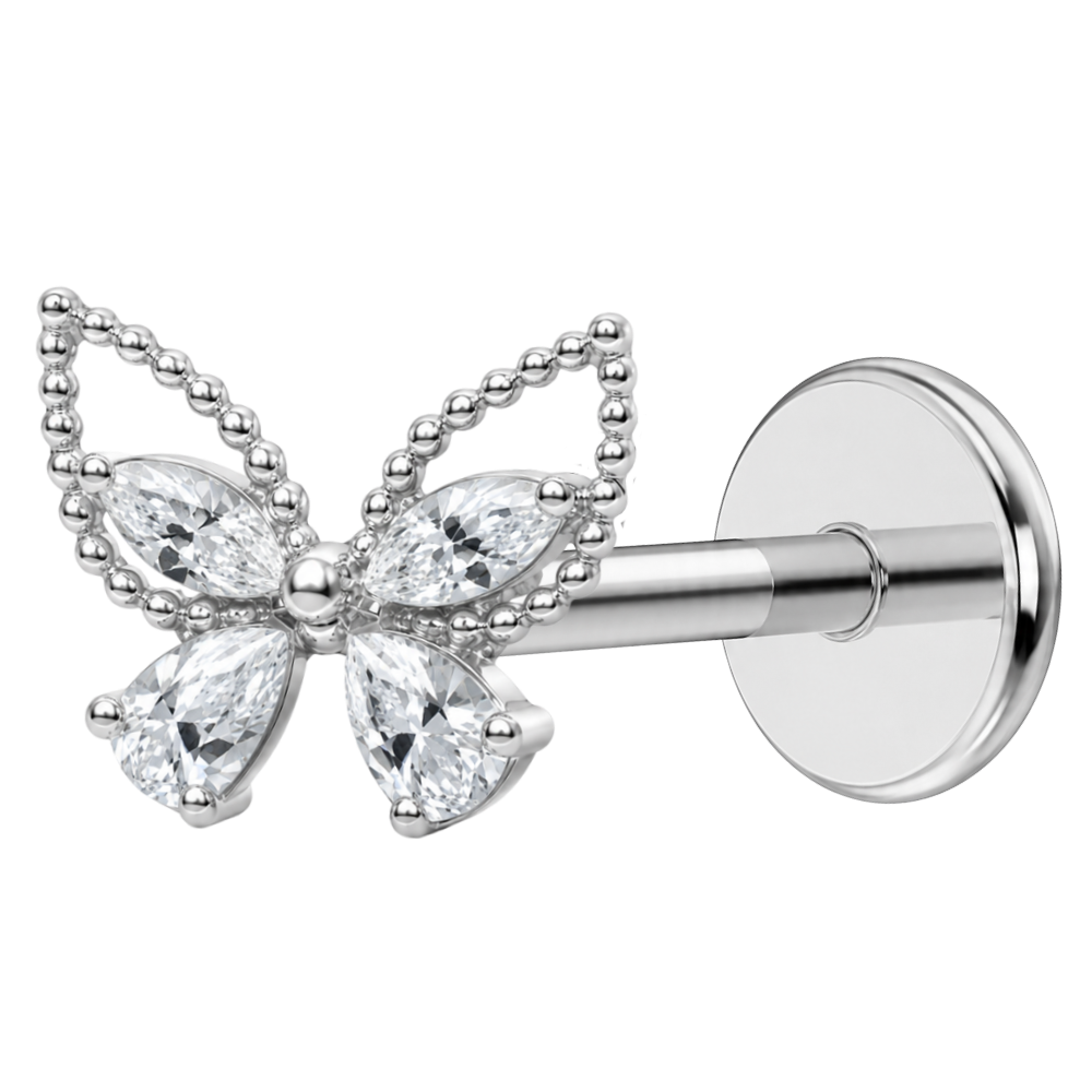 Titanium Labret Decoratieve Zirkoon Vlinder met Ballen