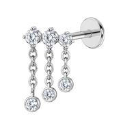Titanium Labret Earring with a Decorative Row of Hanging Cubic Zirconias