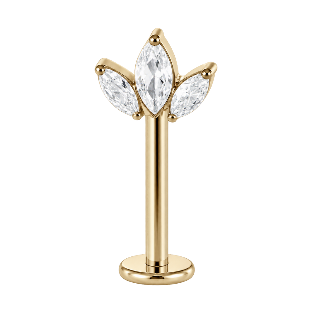 Titanium Decoratieve Labret voor Verticale Helix Driebladige Zirkonia, goud