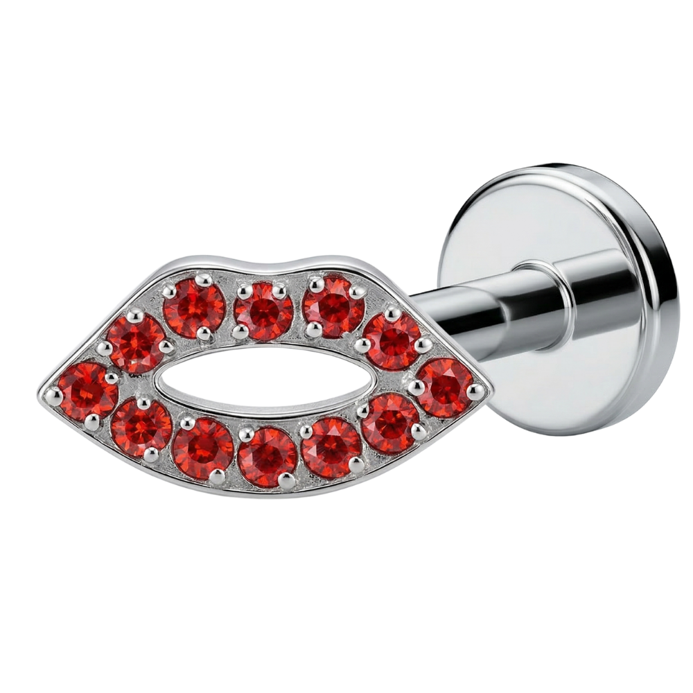 Titanium decoratieve Labret - rode lippen met zirkonen