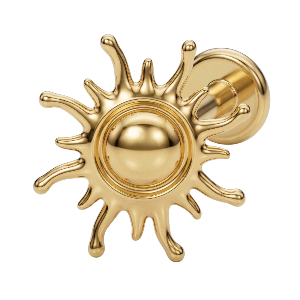 Titanium Decoratief Labret - Zon met Stralen