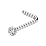 Gebogen titanium neusring, platte zirkonia