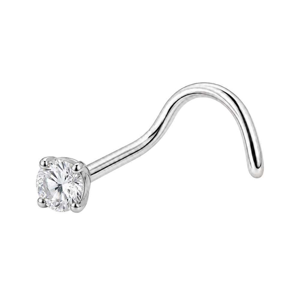 Geschroefde titanium neusring met platte zirkonia