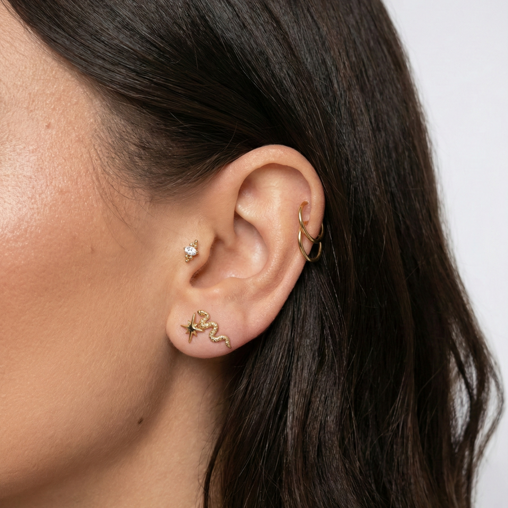 Titanium Decoratieve Labret - Zirkonia Met Ballen