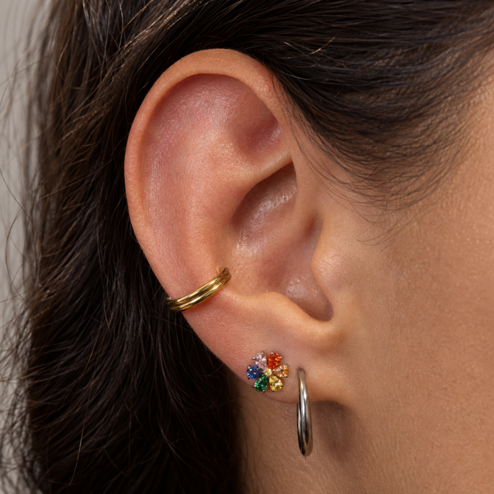 colorful labret piercing planet model