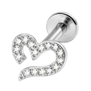 labret cyrkoniowe serce srebrny 