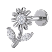Titanium Decoratieve Labret - Bloemtakje met Zirkonia's
