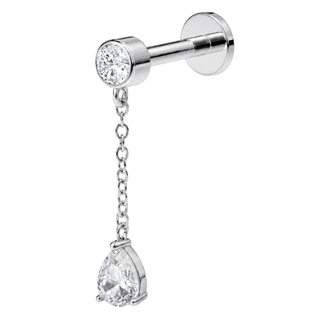 labret piercing cyrkonia z zawieszka